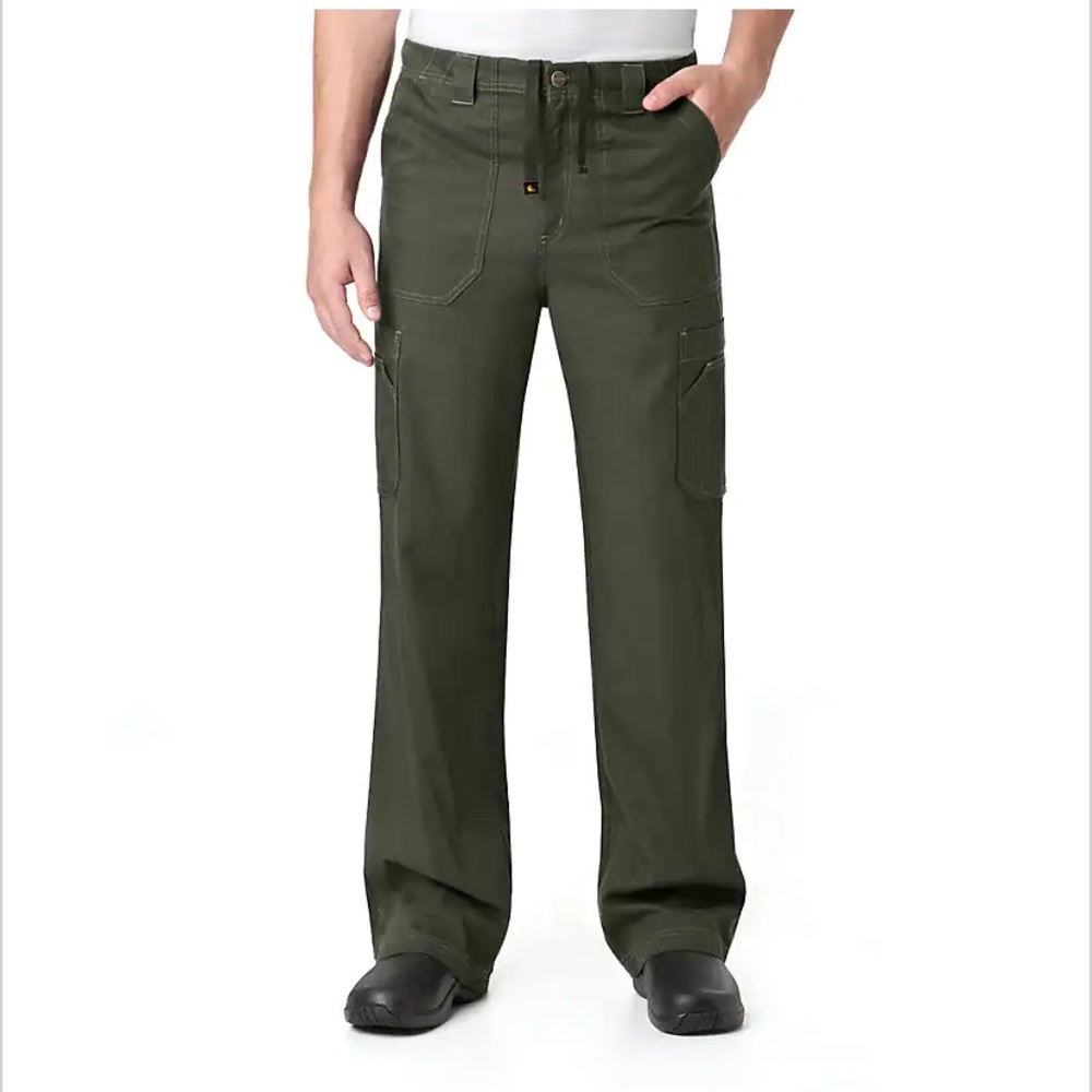 Carhartt Ripstop Multi-Cargo Scrub Pant Army Olive Green Carpenter Size Large